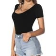 thumbnail image 2 of Women's Scoop Neck Short Sleeve Long Sleeve Slim Fit T Shirt Tunic Tops Tee, 2 of 3