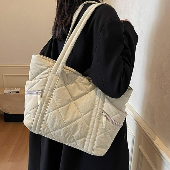 breaise Crush Tote Bag for Women,Puffer Work Tote with Zipper, Travel Essentials Quilted Tote Bags