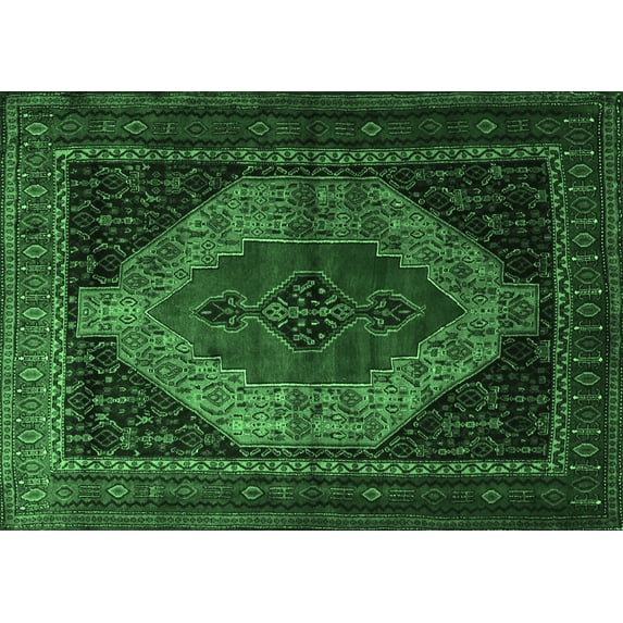Ahgly Company Indoor Rectangle Persian Emerald Green Traditional Area Rugs, 2' x 4'