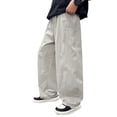 thumbnail image 2 of ZHOGXU Kids Boys Cargo Pants High Waisted Solid Color Wide Leg Loose Fit Comfortable Trousers With Pockets For Everyday Wear,Grey,7-8 Years, 2 of 4