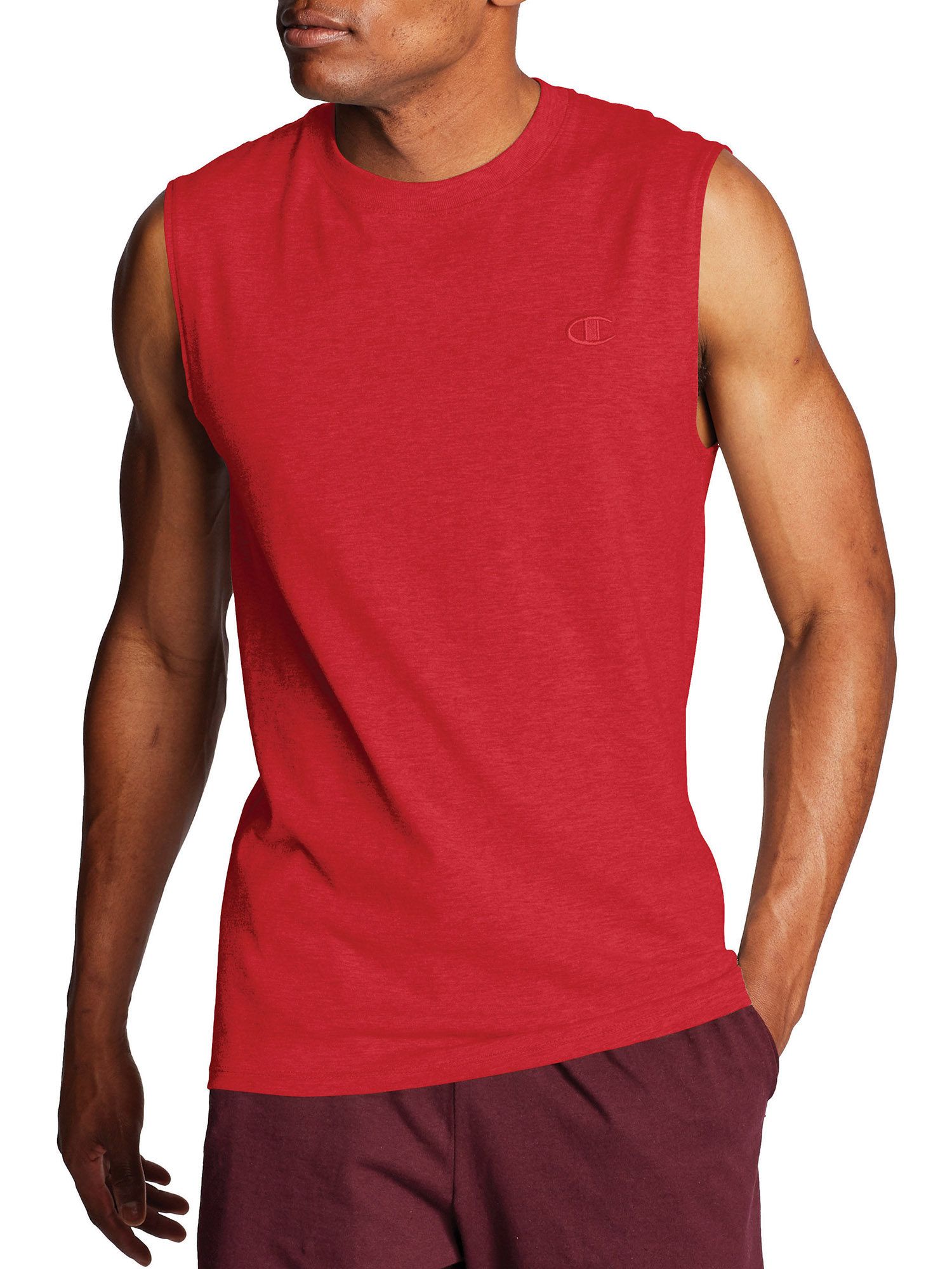 Champion Mens Jersey Atheltic Fit Muscle Tee Classic Cotton T-Shirt Sleeveless