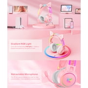 ONIKUMA Cat Ear Gaming Headset with Mic for PS5, Switch & PC, RGB Wired Gaming Headphones with Surround Sound