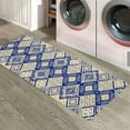 thumbnail image 6 of Kitchen Rugs and Mats,Navy Blue Ethnic Geometric Rhombus 2 Piece Anti Fatigue Area Runner Rug Set Comfort Standing Floor Mat,Retro Abstract Art Non Slip Absorbent Doormats for Laundry/Bathroom, 6 of 6