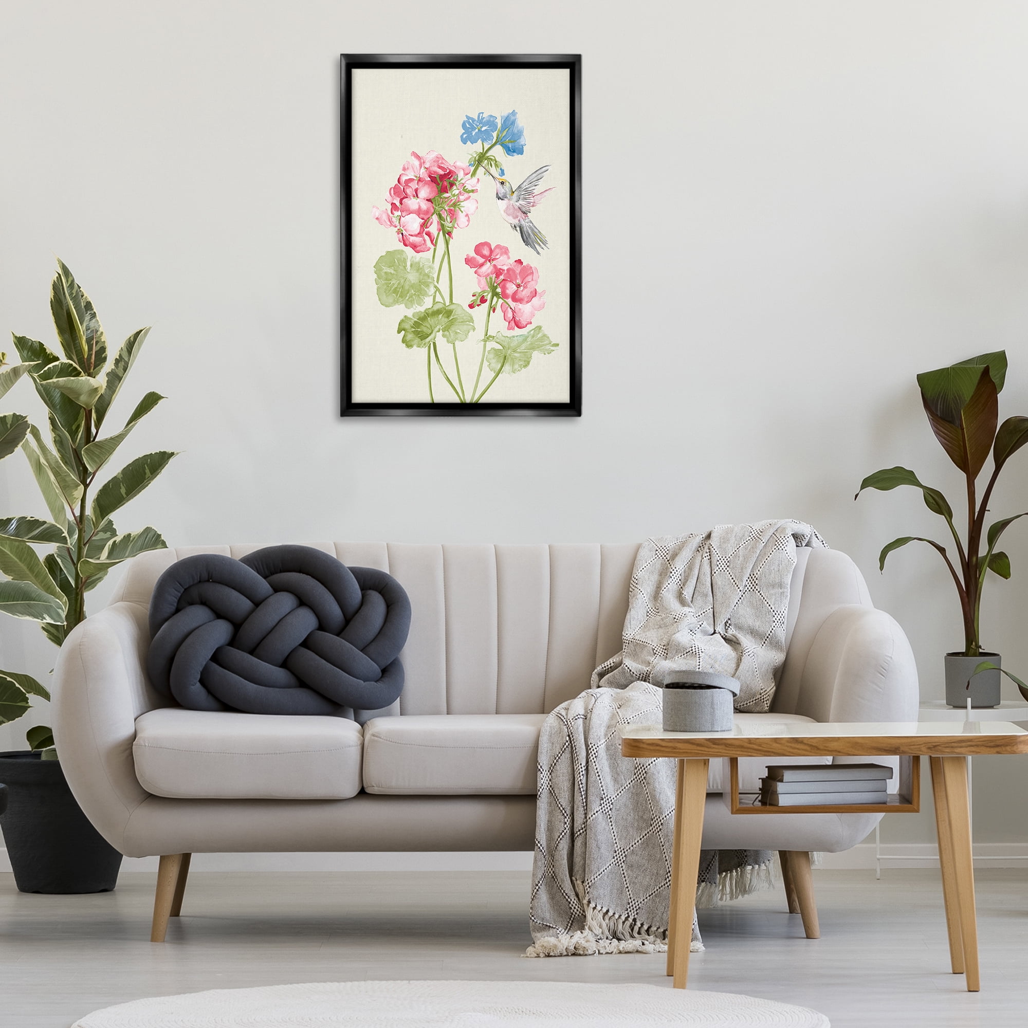 Stupell Industries Geraniums In Bloom Botanical & Floral Painting Black Floater Framed Art Print Wall Art, 21 x 31