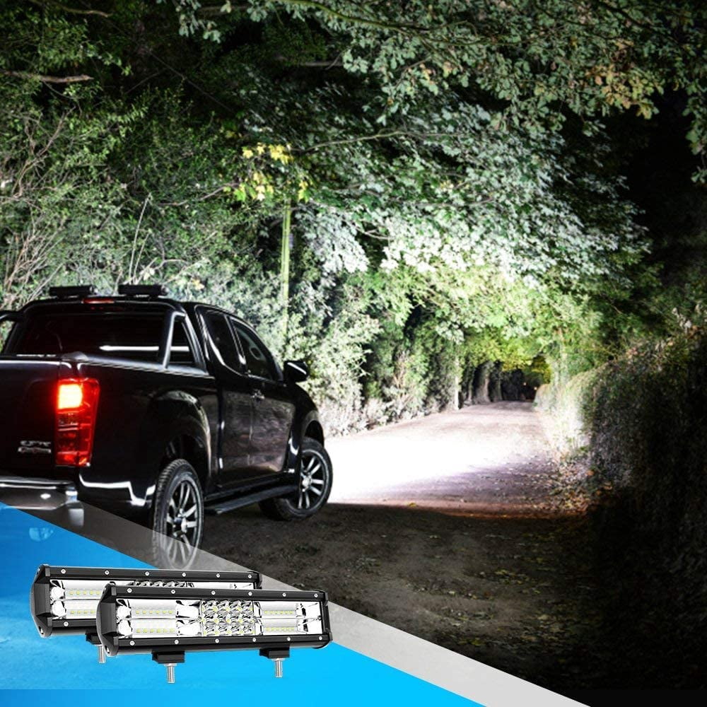 Nilight LED Light Bar 2PCS 12Inch Triple Row Flood Spot Combo Beam Super Bright Led Bar Driving Lights Boat Lights Led Off Road Lights for Trucks,2 Years Warranty