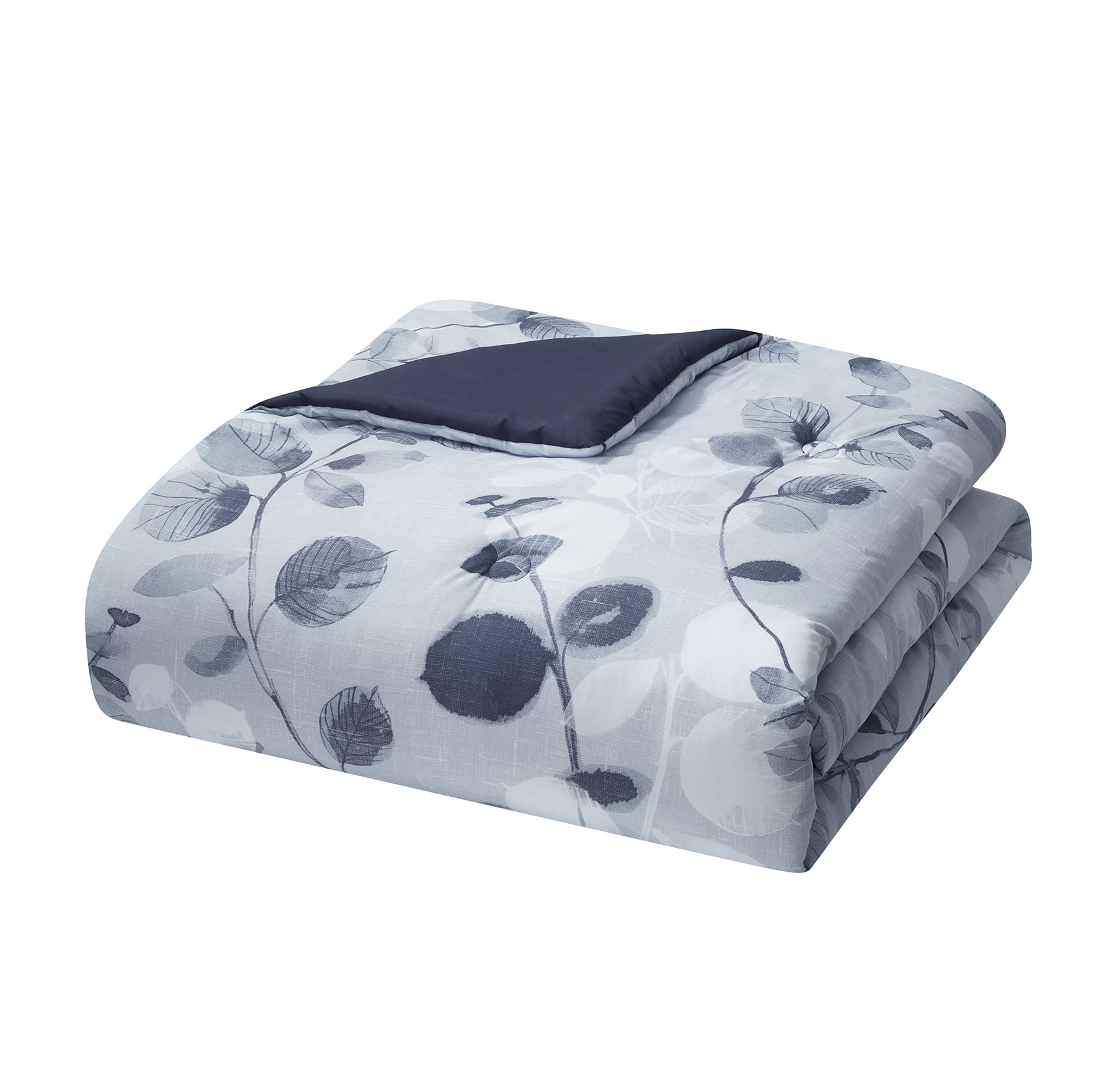 Free Shipping! Mainstays Blue Leaves 10 Piece Bed in a Bag Comforter Set with Sheets, Full  (图5)