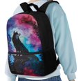 thumbnail image 4 of HUIACONG Galaxy Wolf Print School Backpack for Boys Girls Ages 6-18 Large Capacity Ergonomic Breathable Padded Shoulder Straps Bookbag for Elementary Middle High School Back to School Daily Use, 4 of 6