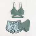 thumbnail image 2 of TOWED22 Girl's 3 Piece Swimsuit Set Solid Color Spaghetti Strap Bikini Bathing Suit with Beach Cover Up Skirt Swimwear Light Green,11 Y, 2 of 4