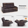 thumbnail image 2 of MCombo 77.6" 3 Seats Power Reclining Sofa, Home Theater Seating with LED Light & Armrest Storage, Faux Leather, Dark Brown, 2 of 9