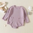 thumbnail image 2 of Body De Bebé Canastilla Onesies Para Niños Pequeños Otoño Primavera Niñas Niños Waffle Pocket Romper Manga Larga Botón Sudadera Monos Púrpura Odeerbi LM103-6899, 2 of 9
