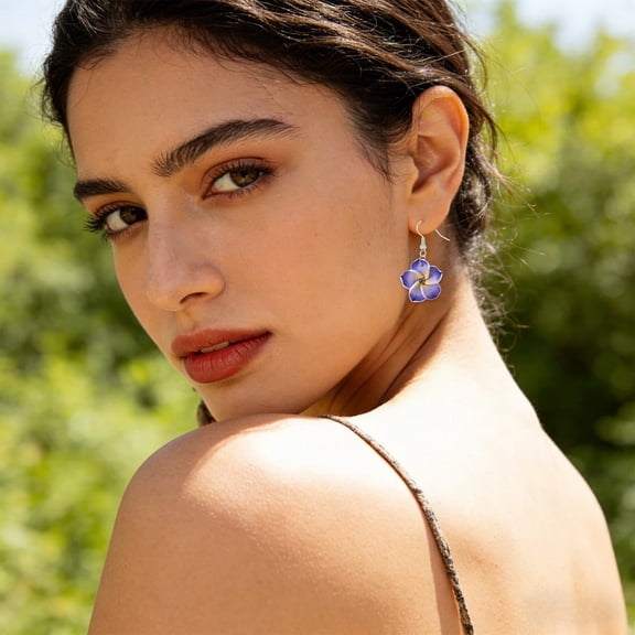 Flower Earrings, 2D Acrylic Plumeria Flower Earrings Lightweight Colorful Dangle Drop Earrings Set for Women, Tropical Beach Jewelry for Summer Vacation and Gift for Her 1Pair