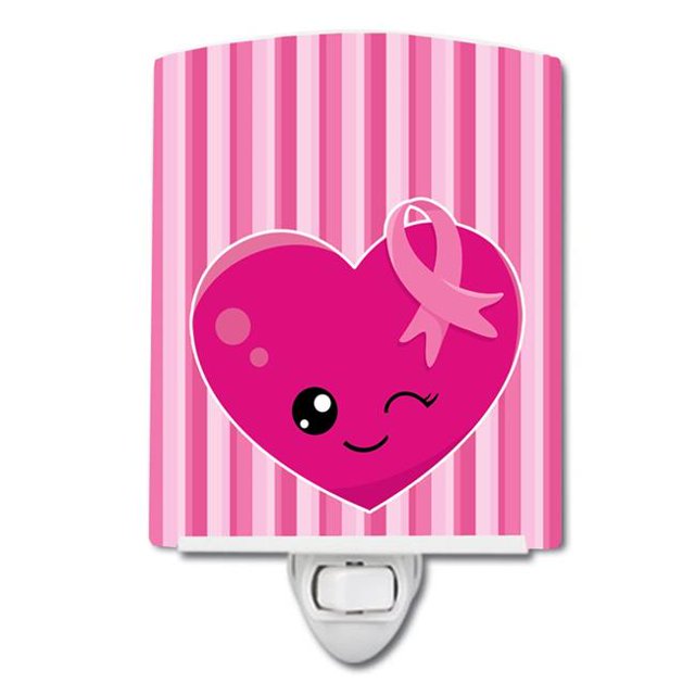 Carolines Treasures BB6982CNL Breast Cancer Awareness Ribbon Heart Ceramic Night Light