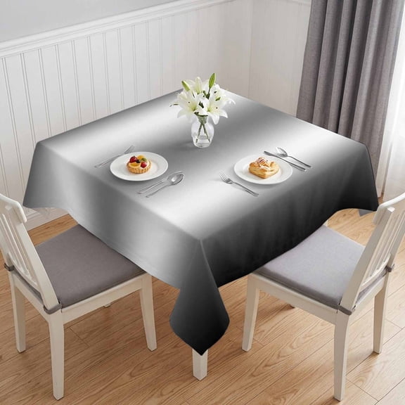 Ombre Black White Table Cloth Waterproof Tablecloths, Simple Abstract Striped Farmhouse Tablecloth Dining Table Cover for Kitchen Party Tabletop Outdoor, Square Tablecloth 60x60 Inch