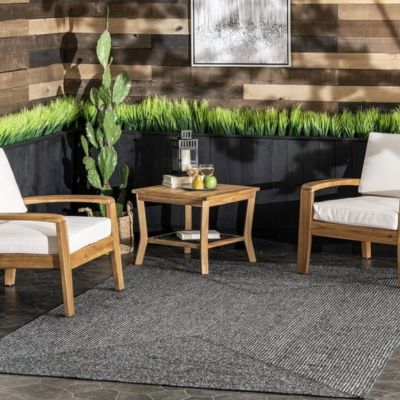 nuLOOM Wynn Braided Indoor/Outdoor Charcoal 8' Casual Square Rug