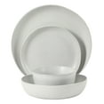 thumbnail image 3 of Gibson Elite Menlo Park 16-Piece Pottery Clay Stoneware Dinnerware Set – White Reactive Glaze, Embossed Plates and Bowls W/ Pasta Bowl, Service for 4 – Microwave & Dishwasher Safe, 3 of 14