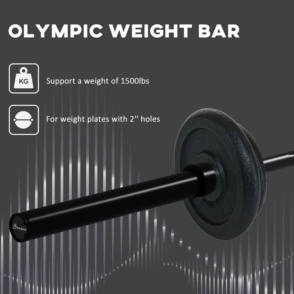 Resenkos 7.2ft Olympic Weight Bar, Rotating Sleeves & Non-Slip Knurling Grip, 1500lbs Weight Capacity, Black, Sturdy
