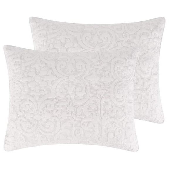 Birch Hill Sherbourne - Sherbourne Grey Stitch - Quilted King Sham - Quilted Medallion Grey with Grey Stitch - Reversible - Cotton