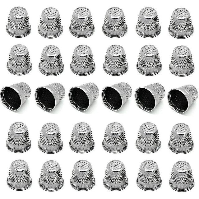 30 Uds. Dedales de costura de Metal para manualidades Vintage en tonos plateados, dedal de costura (tamaño (aproximado): 19mm X 18mm)