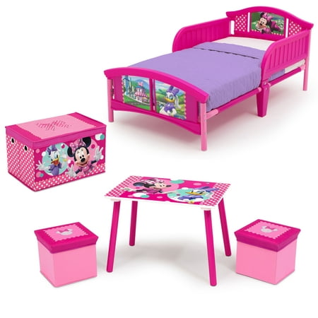 delta children disney minnie mouse 4-piece toddler bed bedroom set