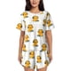 thumbnail image 1 of Balery Cute Duck With Headphone Conjunto de Pijama para Mujer con Estampado, Dos Piezas de Manga Corta y Shorts, Ropa de Dormir Suave con Cuello Redondo y Bolsillos-Large, 1 of 6