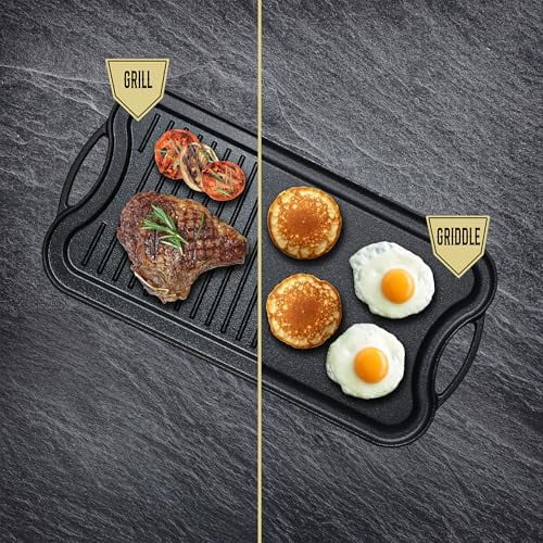 EUROSTAR CIG20 Reversible Cast Iron Grill Griddle Pan