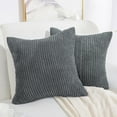 thumbnail image 5 of Unique Bargains 2-Pack Solid Corduory Decorative Throw Pillow Covers Dark Gray 20" x 20", 5 of 8