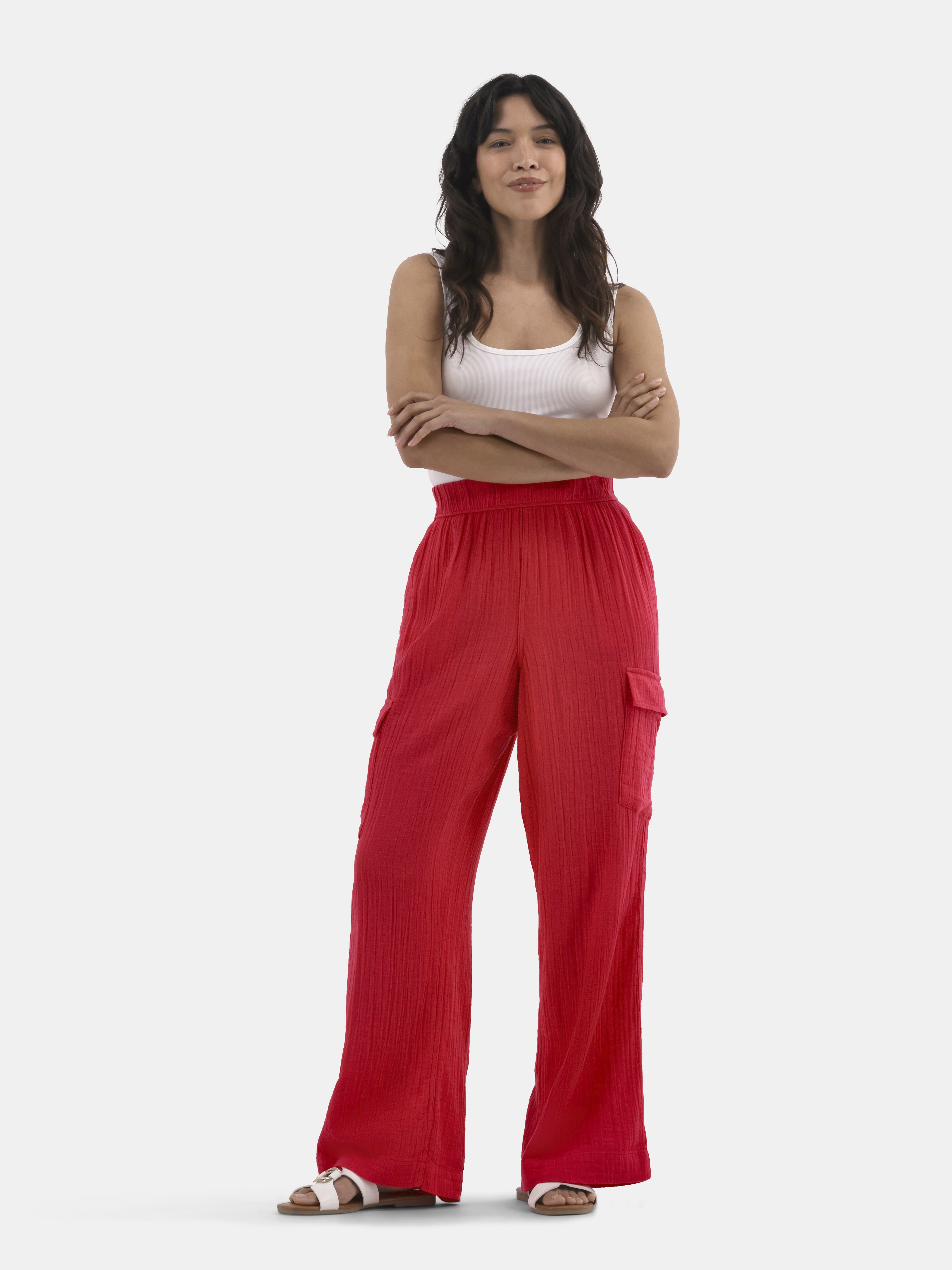 Time and Tru Women's and Women's Plus Cotton Double Cloth Cargo Pants, Sizes XS-4X