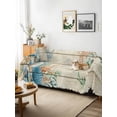 thumbnail image 3 of Beige Beach Coastal Couch Cover, Summer Nautical Coral Shell Botanical Vintage Sofa Cover Blanket for 1 Seat Cushion, Sectional Sofa Slipcover Furniture Protector for Living Room Bedroom 71''x91'', 3 of 9