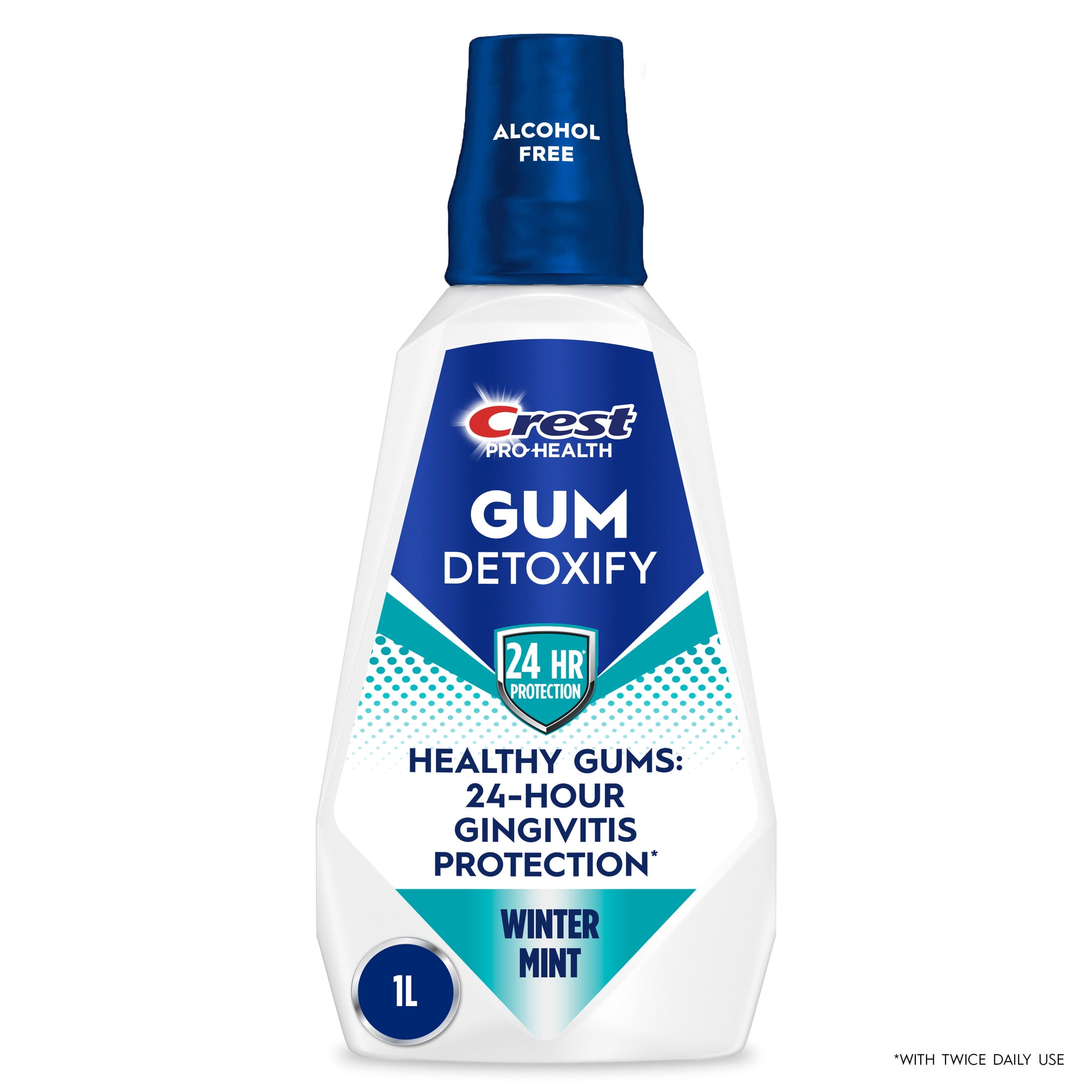 (6 pack) Crest Mouthwash, Pro-Health Gum Detoxify Mouthwash/Mouth Rinse, Antigingivitis & Antiplaque, Alcohol Free, Winter Mint, 1L (33.8 fl oz)