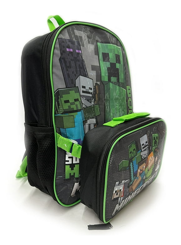 Bioworld Minecraft Backpack With Lunch Box For Boys