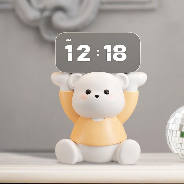 Figurita de resina, reloj Digital LED de oso, lindo reloj de escritorio para niños, escultura de Animal para dormitorio de guardería escolar, niños