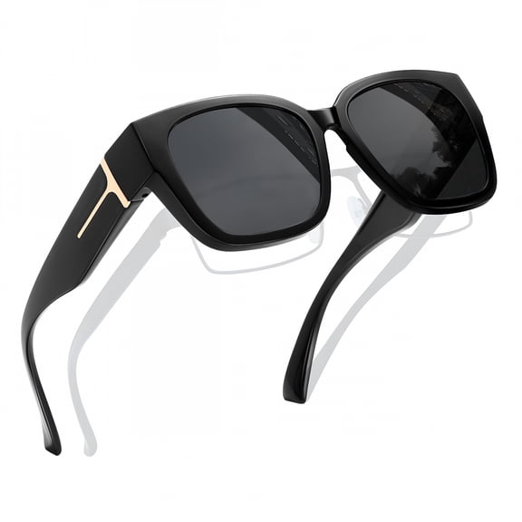 GJX Large Polarized Fit over Glasses Sunglasses for Women Men,Oversized Trendy Square Shades for Driving,Square Sunglasses for Women