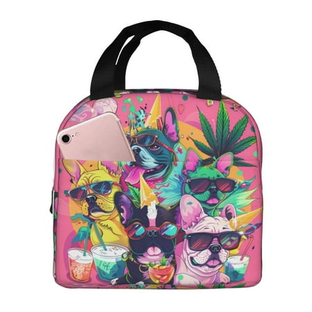 Insulated Lunch Bag for Women Men - Cool French Bulldog No.136 Leakproof Cooler Lunch Box for Women Men  Lunch Tote Bags for Work School Picnic Travel