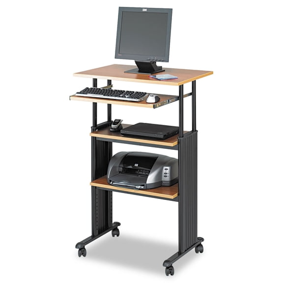 Scranton & Co Standing Height Adjustable Workstation in Medium Oak