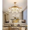 thumbnail image 4 of FINE MAKER 42" Luxury Gold 8-Lights LED Crystal Chandelier Retractable Ceiling Fan Lamp w/Remote Control, 4 of 12