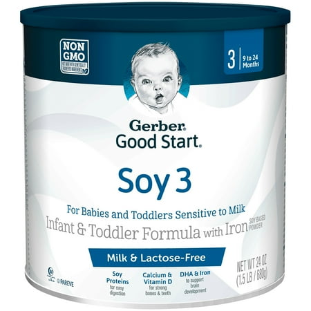 Gerber Good Start Soy Non-GMO Powder Infant and Toddler Formula, Stage 3, 24 oz. (Pack of (Best Non Gmo Baby Formula)