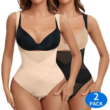 COMFREE Shapewear Bodysuit for Women Tummy Control Body Shaper Waist Trainer Full Body Shaper Compression Thong Bodysuit
