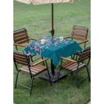 thumbnail image 4 of Outdoor Tablecloth with Umbrella Hole for Patio/Picnic/Party/Camping, Spring Floral Waterproof Table Cloth Square Cover Washable, Watercolor Pink Cherry Blossom Branches Blue (54"x 54"), 4 of 8