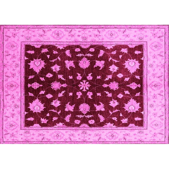 Ahgly Company Indoor Rectangle Oriental Pink Industrial Area Rugs, 8' x 10'
