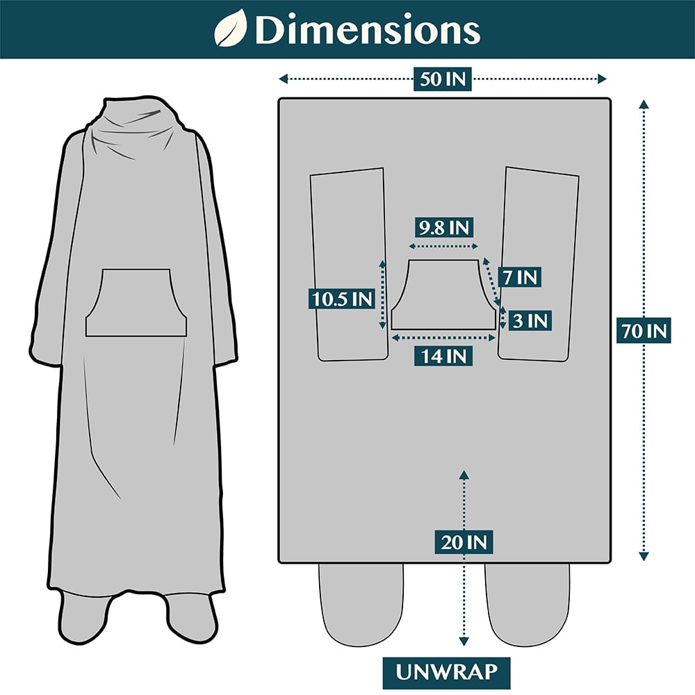 PAVILIA Fleece Blanket with Sleeves, Foot Pockets for Women Men Adults, Plush Wearable Blanket Throw Wrap, Warm Snuggle Blanket Robe, Cozy Gift Ideas Wife Mom, Black