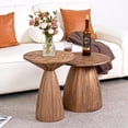 thumbnail image 5 of Pedestal Drink Table, Small Round Martini Table, Metal End Table for Small Space, Living Room, Walnut, 5 of 5