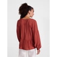 thumbnail image 4 of Scenario Women's Gathered Yoke Blouse with Long Sleeves, Sizes XS-XXXL, 4 of 6