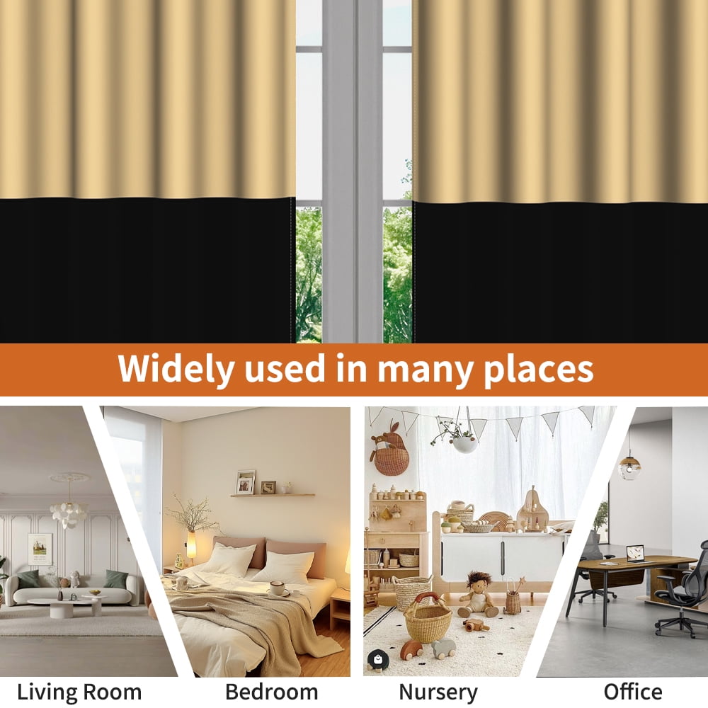 Lfeey Yellow and Black Blackout Curtains, Grommet Curtains for Bedrooms, 42x63, 2 Panels