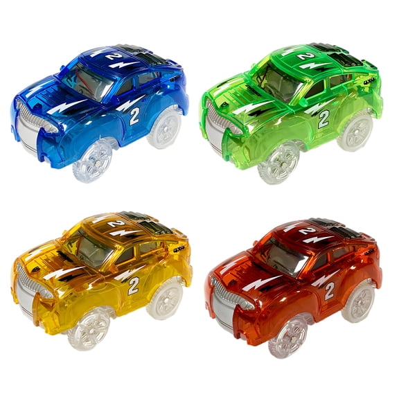 BESTSKY 4Pcs Race Car Track Luminous Track Race Car Toys Multifunctional Car Flex Track Cars,Safe & Durable Gift Toys for 6-8 Years Old