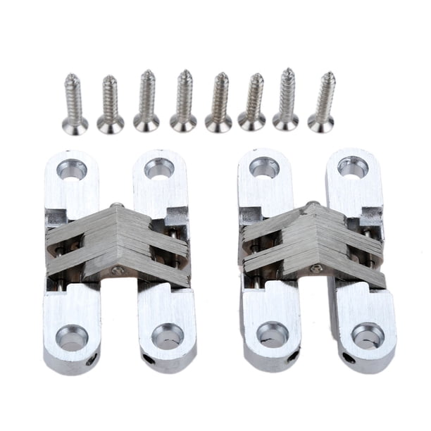 2pcs 304 bisagras ocultas de acero inoxidable invisible de la puerta plegable oculta for el hardware de muebles de la cocina con tornillos