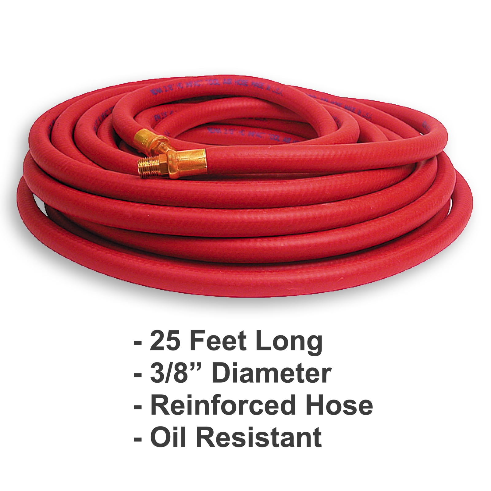 Rema Tip Top Reinforced 3/8 in Air Hose, 1/4 in NPT Male End, 25 feet Long Tire Shop Hose
