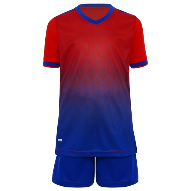YiZYiF Kids Boys Football Set Pcs Quick Dry Gradient Jersey And Shortsteam Practice Costume Outdoor Tracksuits Red S