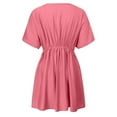 thumbnail image 5 of Conairie Womens Swim Suit Coverup Short Sleeve Loose Mesh Bathing Suits Cover Ups V Neck Summer Beach Midi Dress Vacation Outfits Pink M, 5 of 6