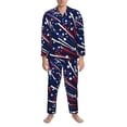 thumbnail image 3 of Fotbe Red White Blue Fireworks 1 Pattern Long Sleeve Pajama Set for Men,Sleepwear Set,2-piece Loungewear Set,Soft PJs Comfy Nightwear with Pockets-Large, 3 of 7