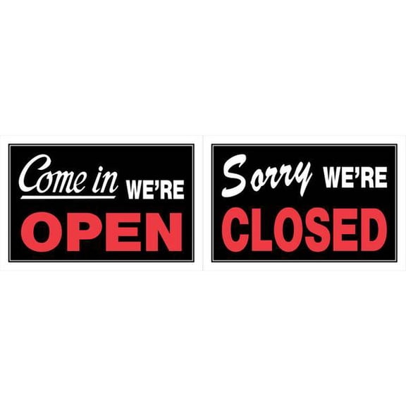 Hillman Group 839916 8 x 12 in. Red & Black Plastic Yes Were Open & Sorry Were Closed sign - 1 Piece